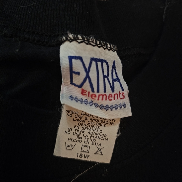 Vintage 90s Extra Elements Black Tee with Vibrant Heart Country  Patterns 18W - Picture 3 of 6